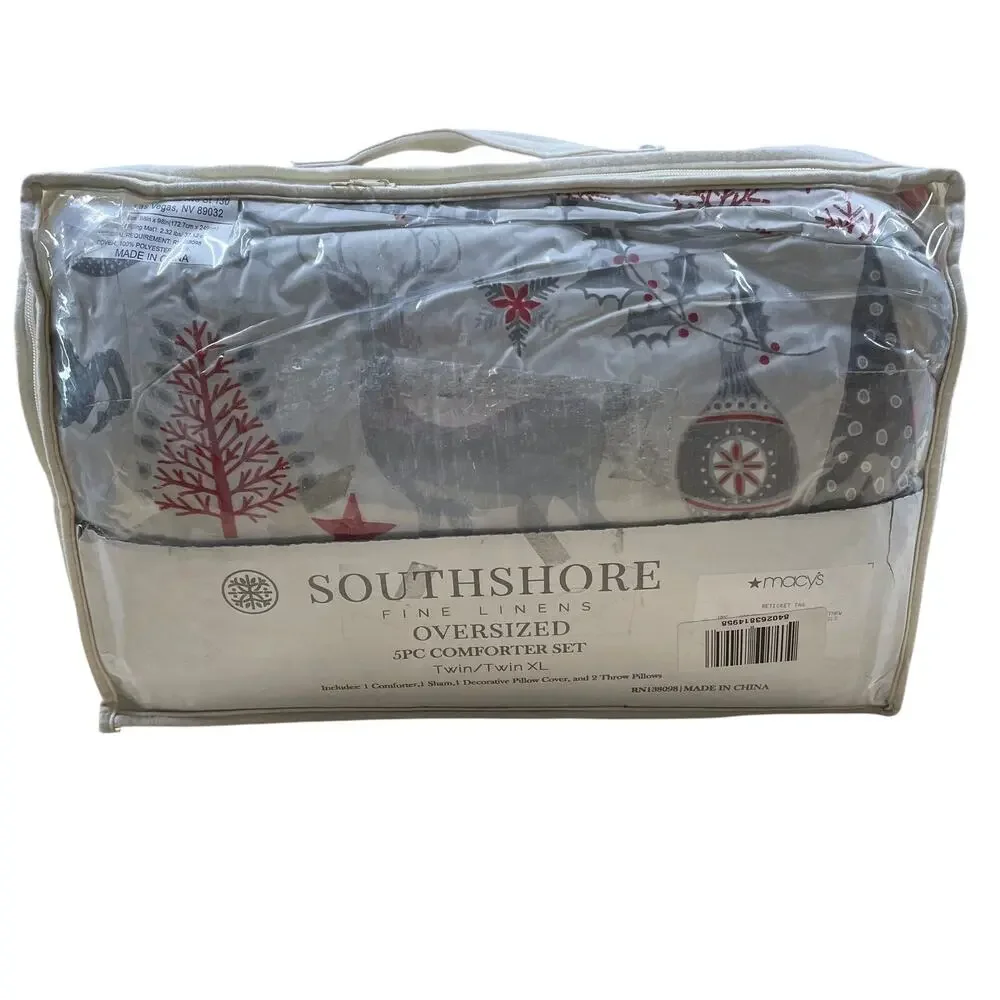Southshore Fine Linens Holly Jolly Christmas 5 PC Soft Bedding Twin/Twin XL NIB